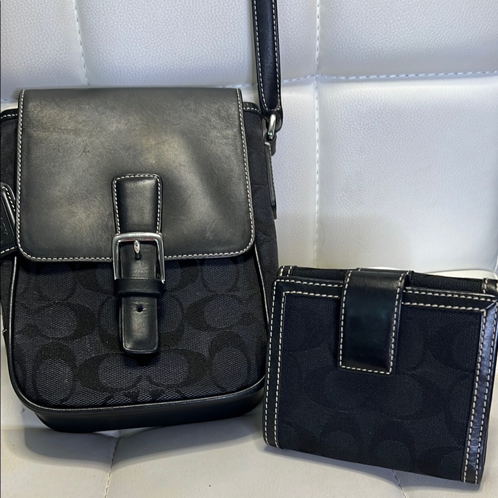 Coach Black Crossbody Bag and Wallet Set